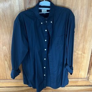 Men’s navy garment dyed twill shirt size L